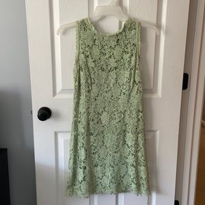 Green floral lace dress